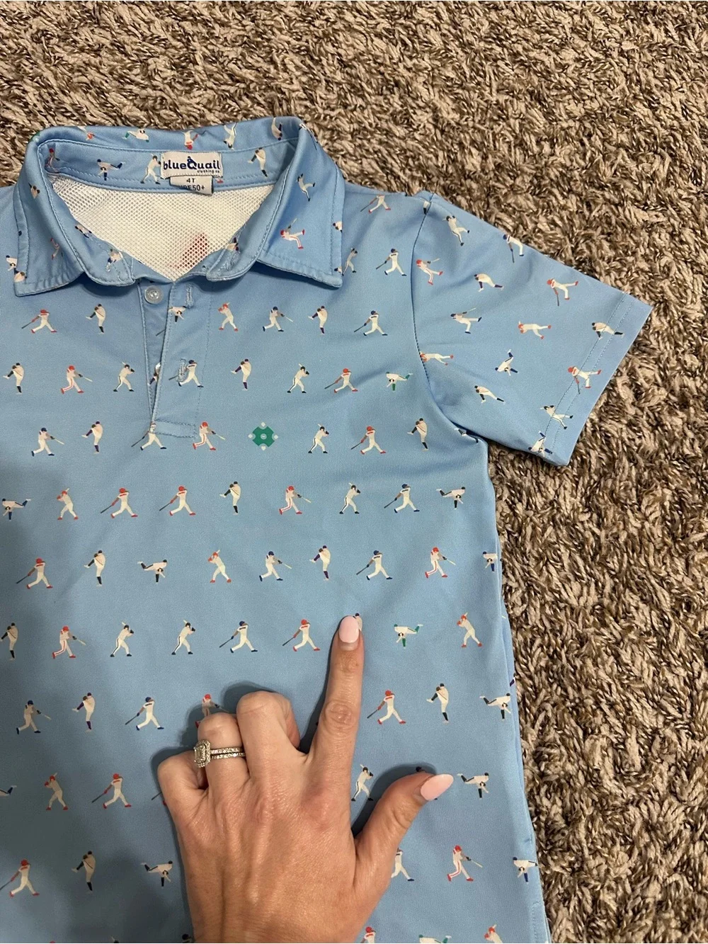 Blue Quail boys polo 4T baseball print
